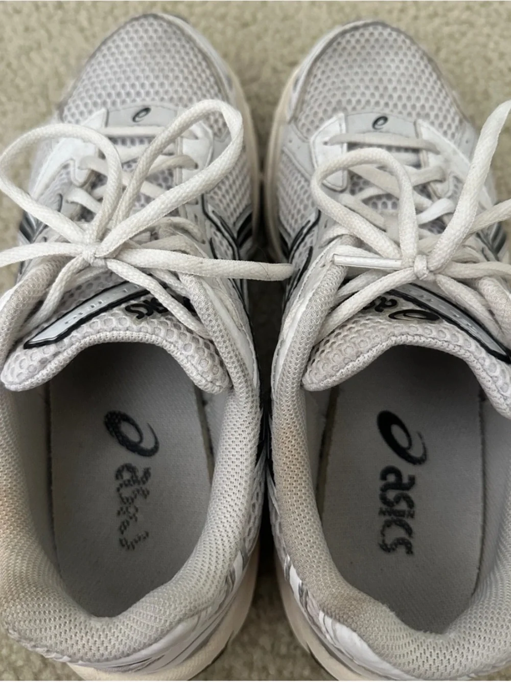 Asics White and Black Mesh Running Shoes